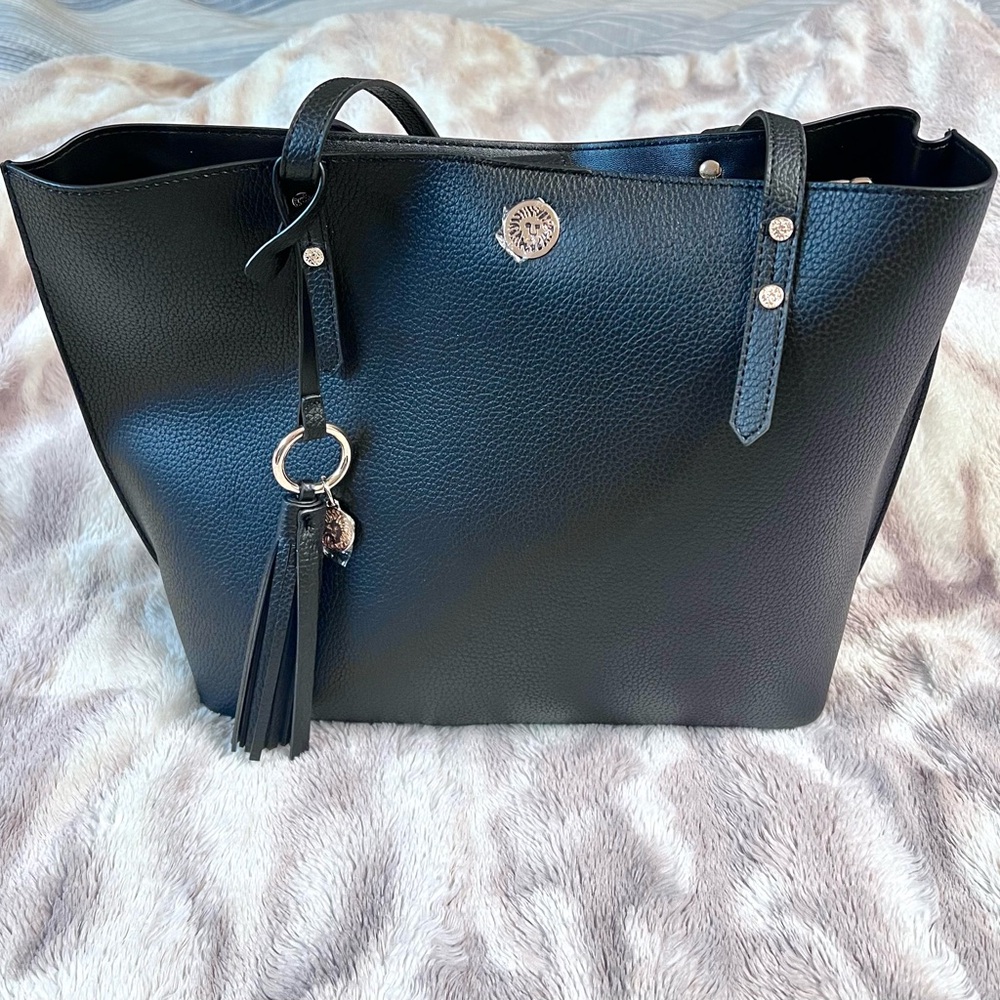 Anne Klein Black Tote with Tassel Charm